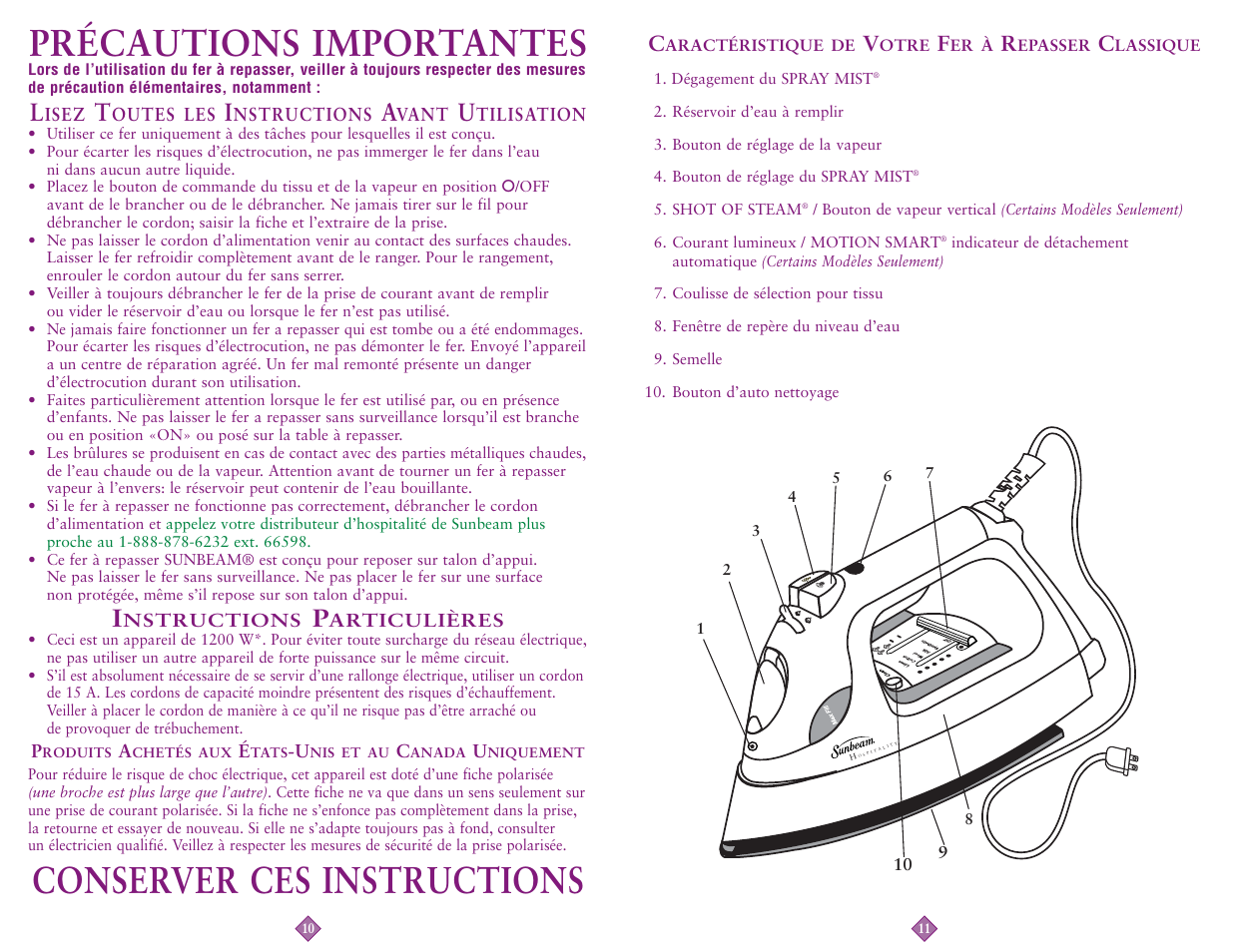 Précautions importantes, Conserver ces instructions | Sunbeam 3964-099 User Manual | Page 6 / 18