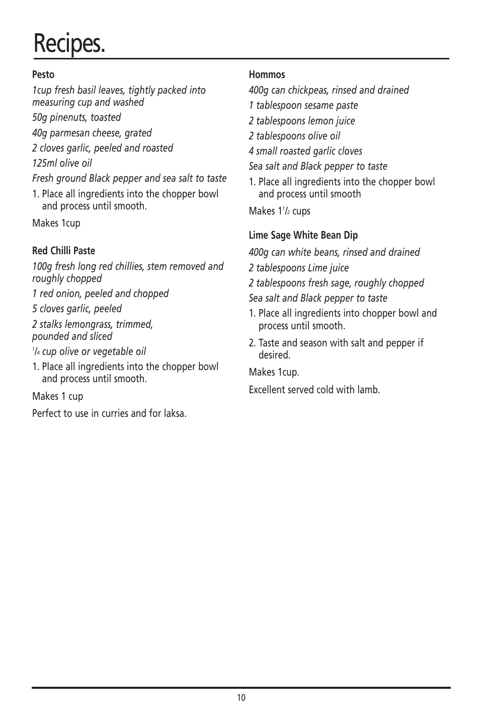 Recipes | Sunbeam SM8310 User Manual | Page 10 / 19