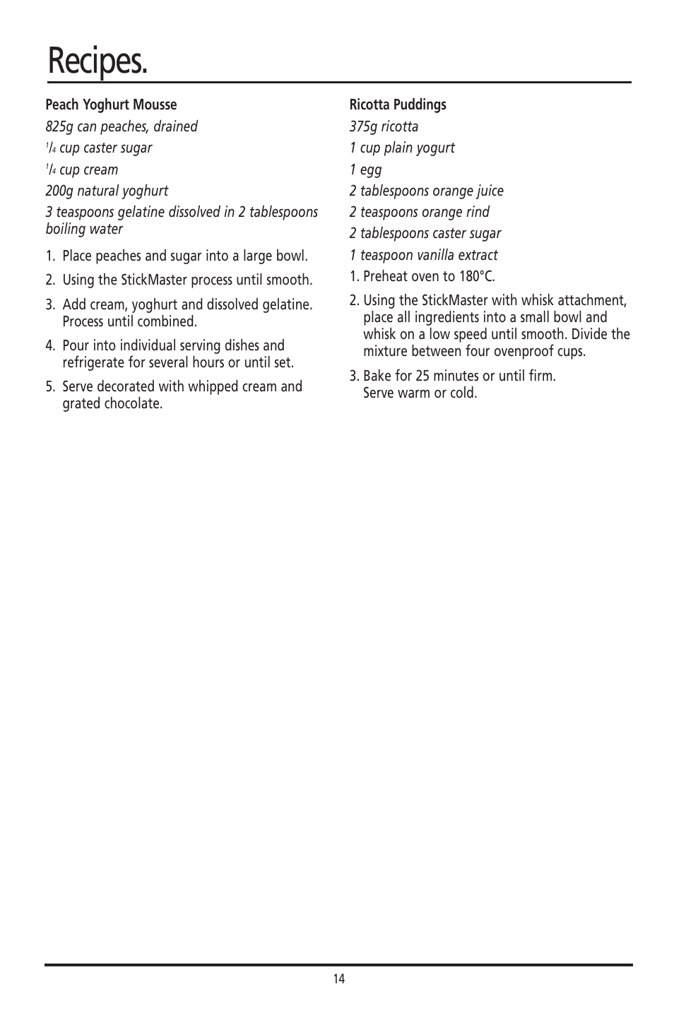 Recipes | Sunbeam SM8310 User Manual | Page 14 / 19