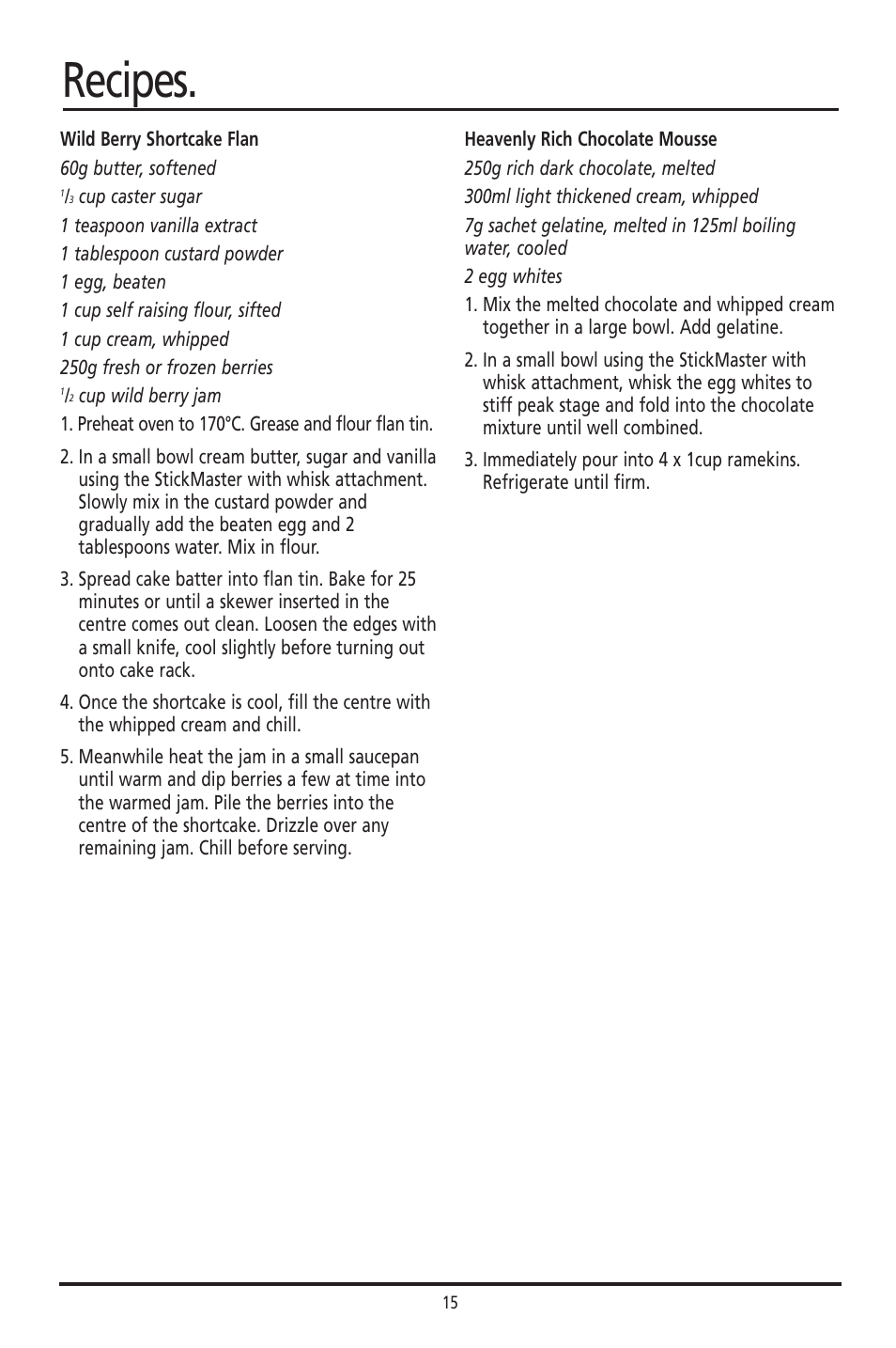 Recipes | Sunbeam SM8310 User Manual | Page 15 / 19