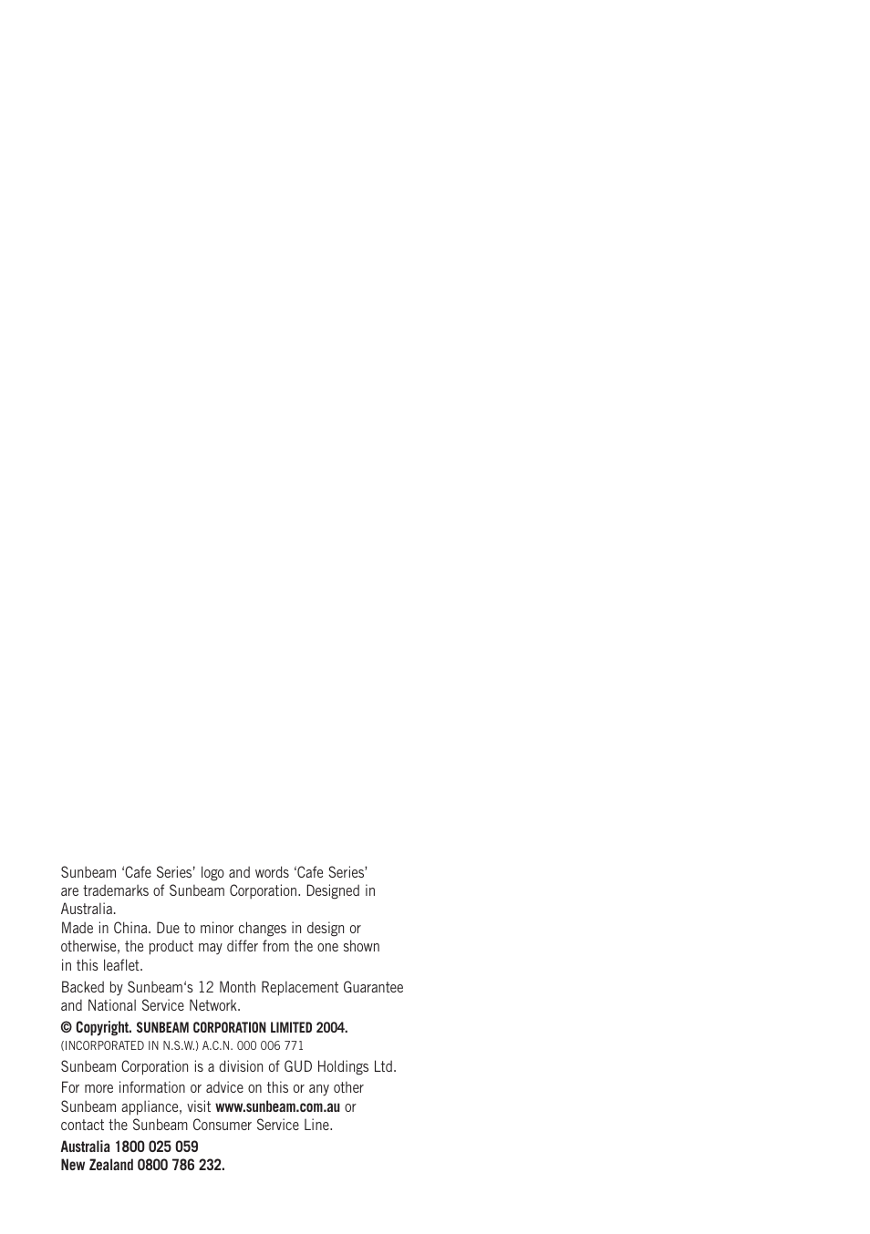 Sunbeam TA9200 User Manual | Page 14 / 15