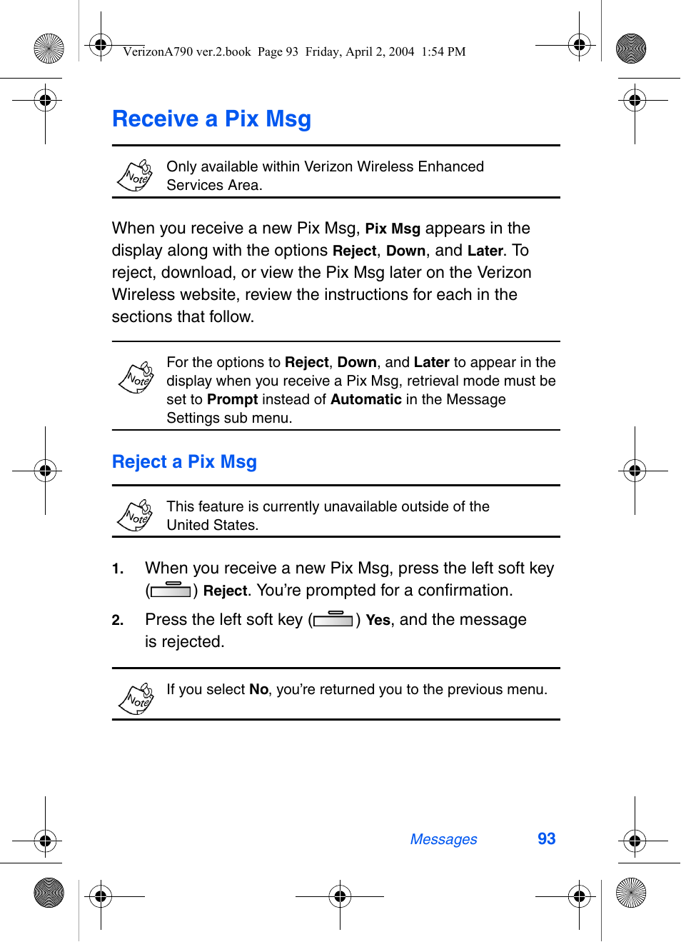Receive a pix msg | Samsung A790 User Manual | Page 101 / 226