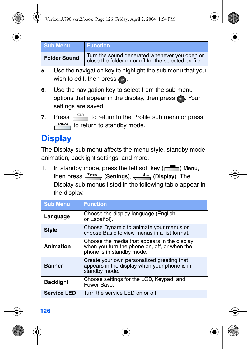 Display | Samsung A790 User Manual | Page 134 / 226