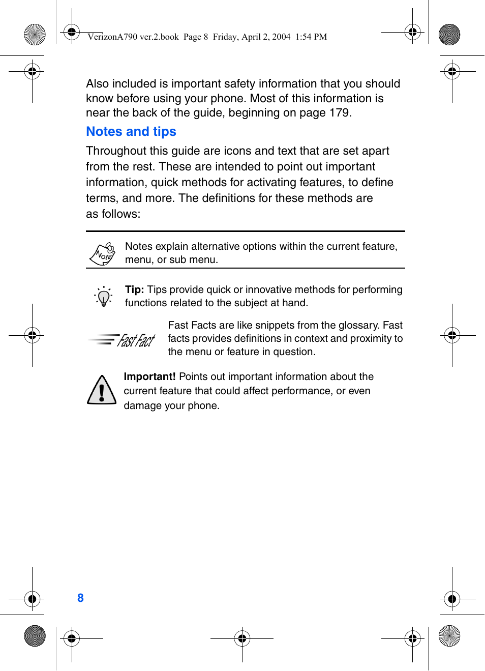 Samsung A790 User Manual | Page 16 / 226