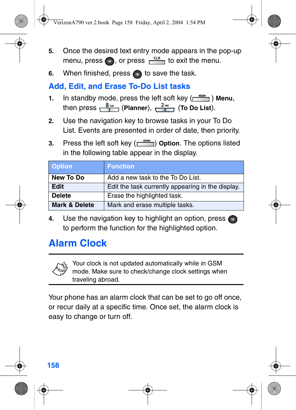 Alarm clock | Samsung A790 User Manual | Page 166 / 226