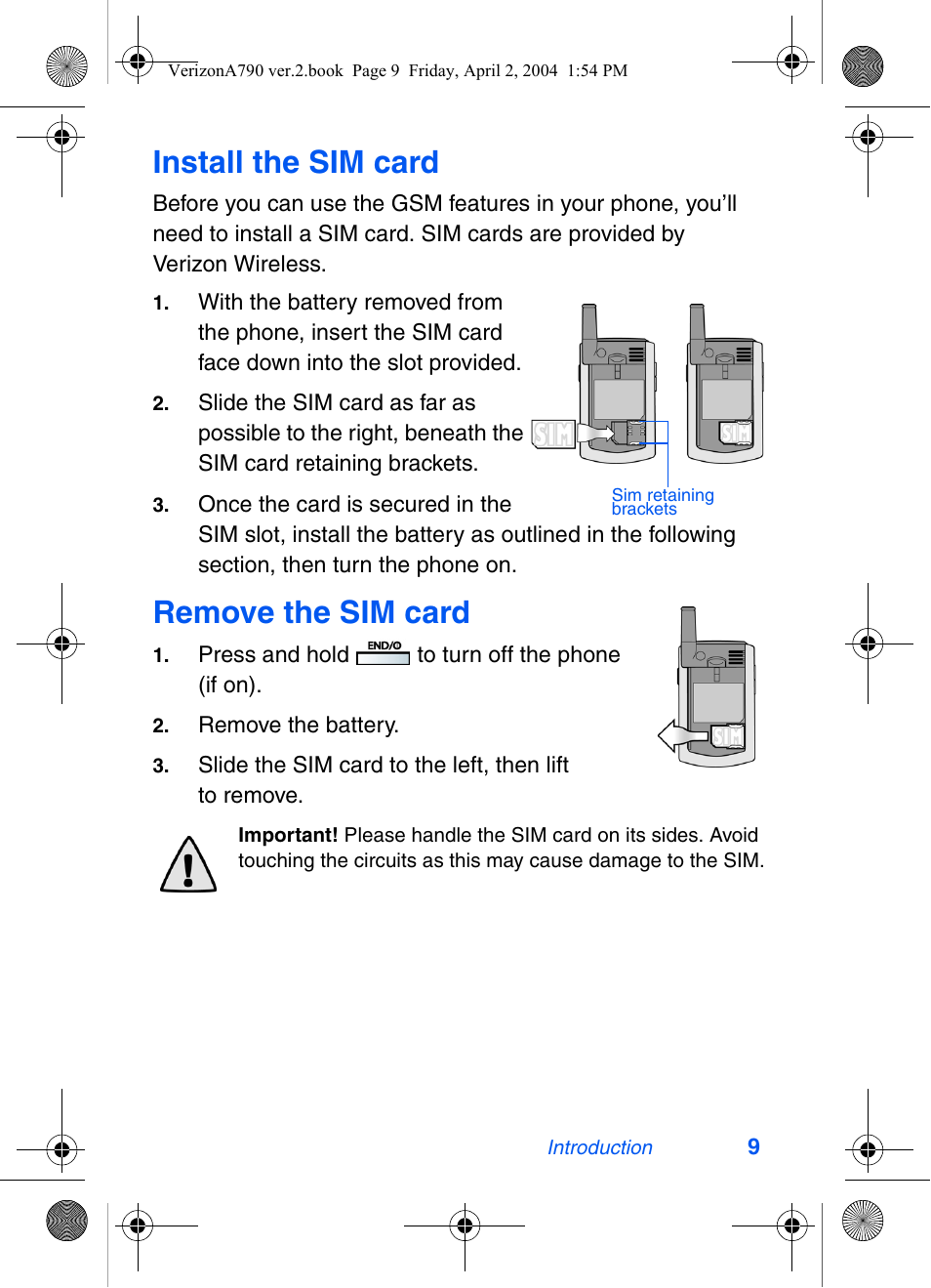 Install the sim card, Remove the sim card | Samsung A790 User Manual | Page 17 / 226