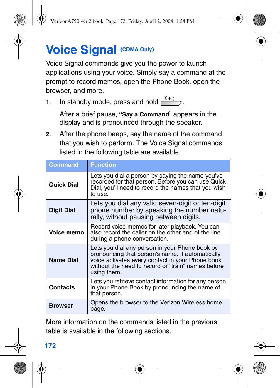 Voice signal (cdma only), Voice signal | Samsung A790 User Manual | Page 180 / 226