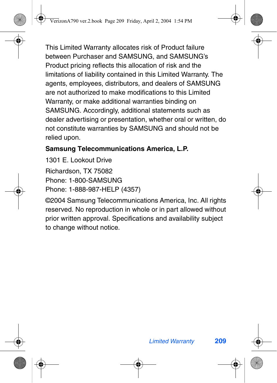 Samsung A790 User Manual | Page 217 / 226