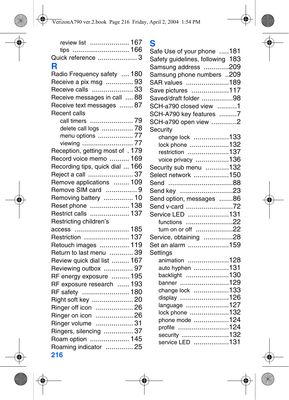 Samsung A790 User Manual | Page 224 / 226