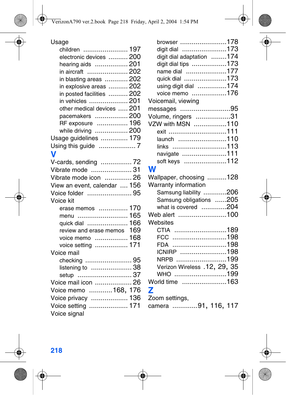 Samsung A790 User Manual | Page 226 / 226