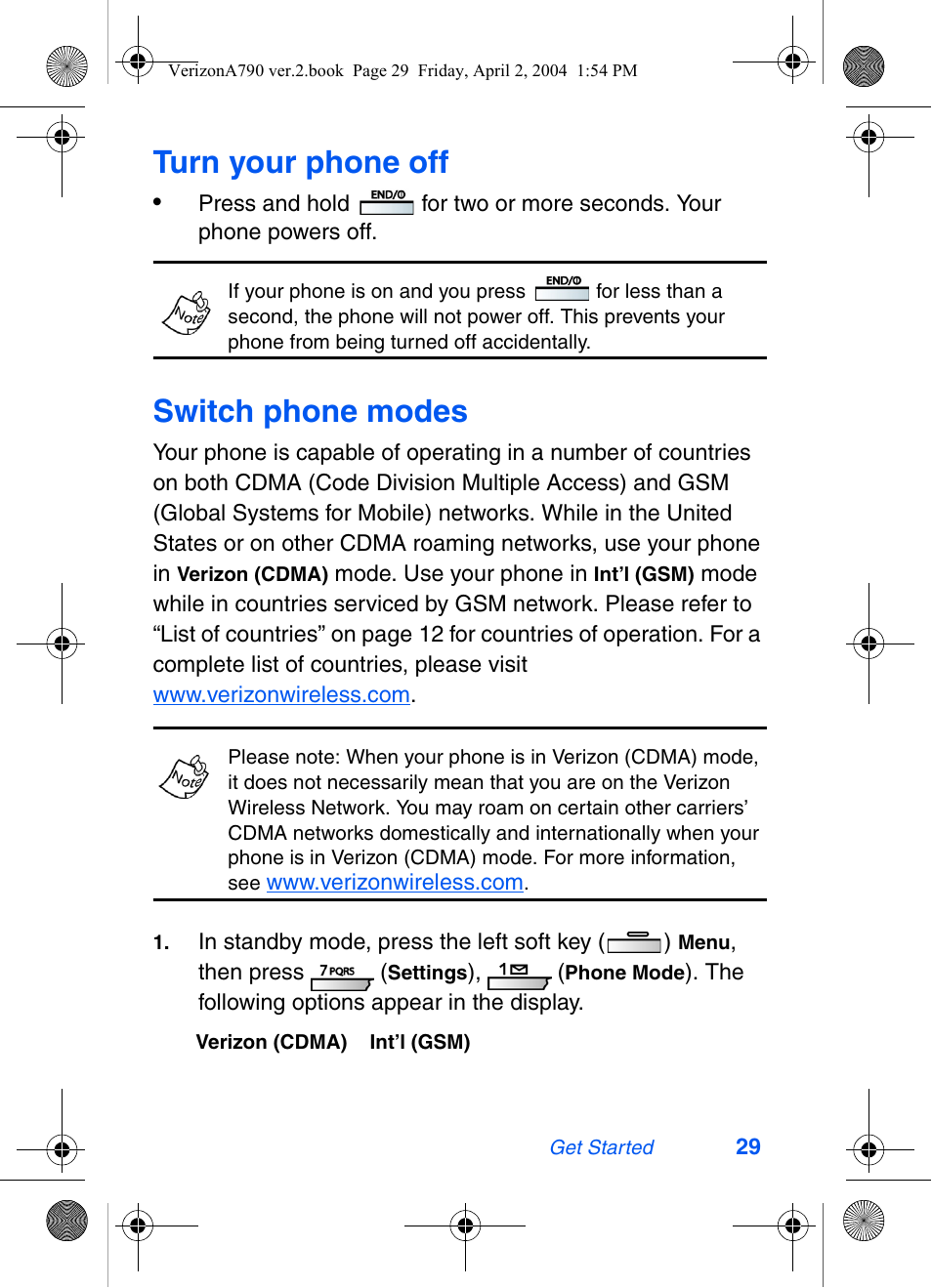 Turn your phone off, Switch phone modes | Samsung A790 User Manual | Page 37 / 226