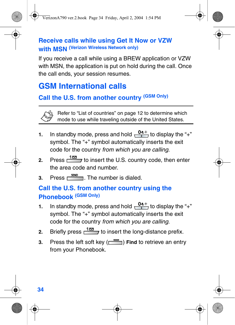 Gsm international calls | Samsung A790 User Manual | Page 42 / 226