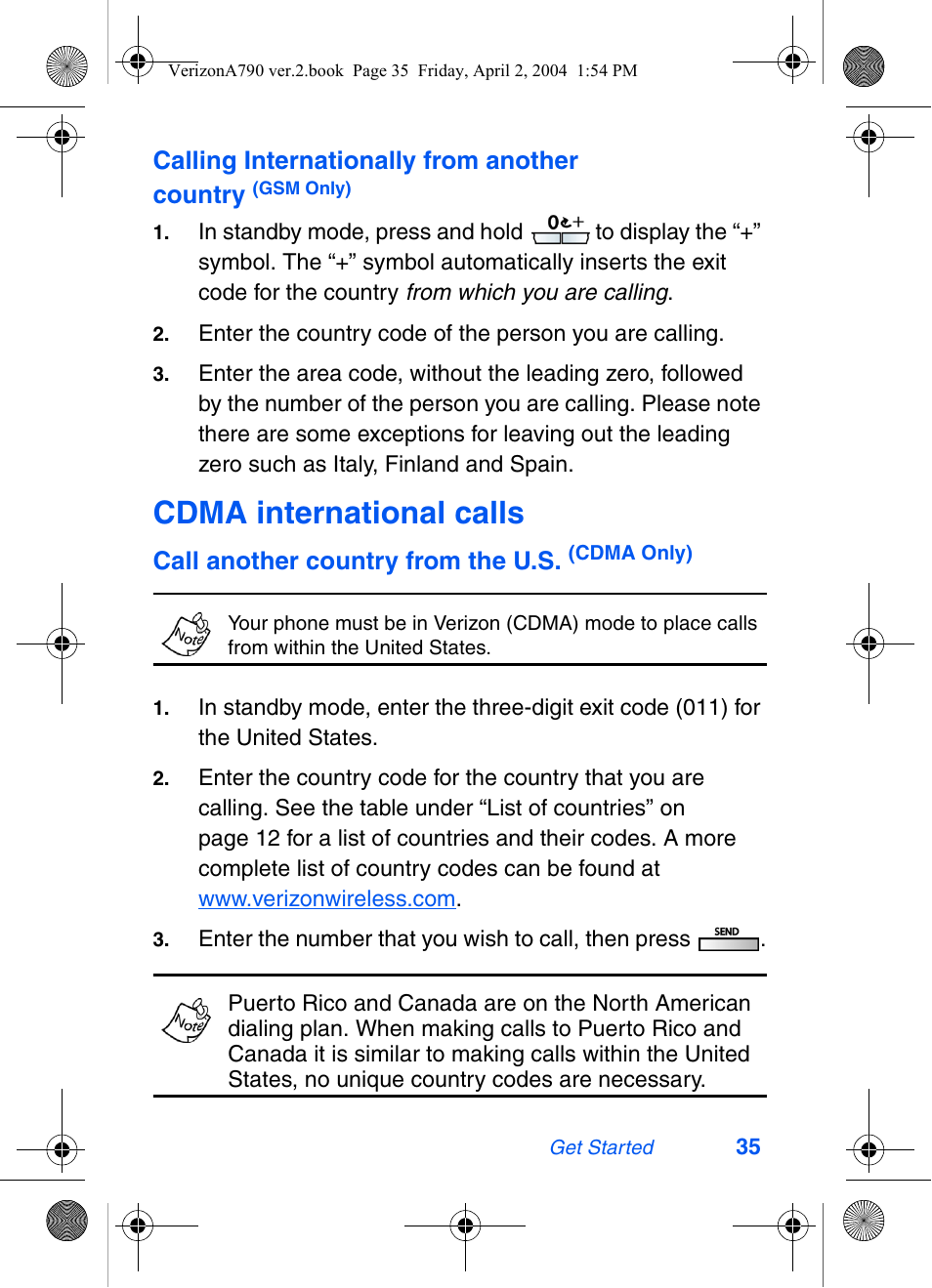Cdma international calls | Samsung A790 User Manual | Page 43 / 226