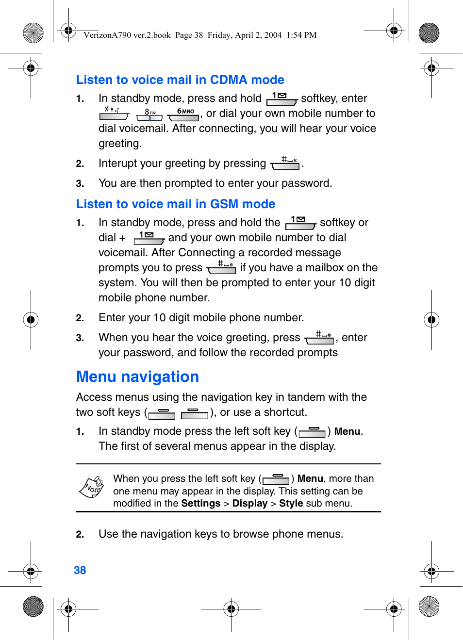 Menu navigation | Samsung A790 User Manual | Page 46 / 226