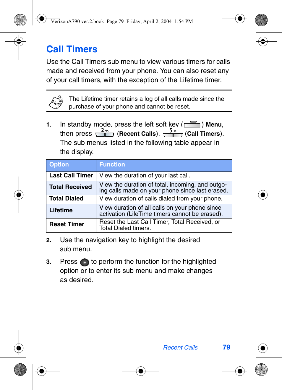 Call timers | Samsung A790 User Manual | Page 87 / 226