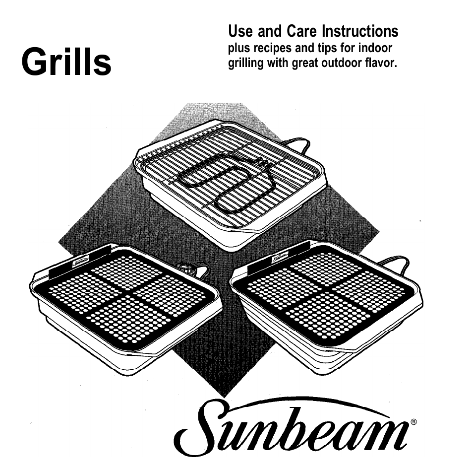 Sunbeam Electric Indoor Grills User Manual | 8 pages