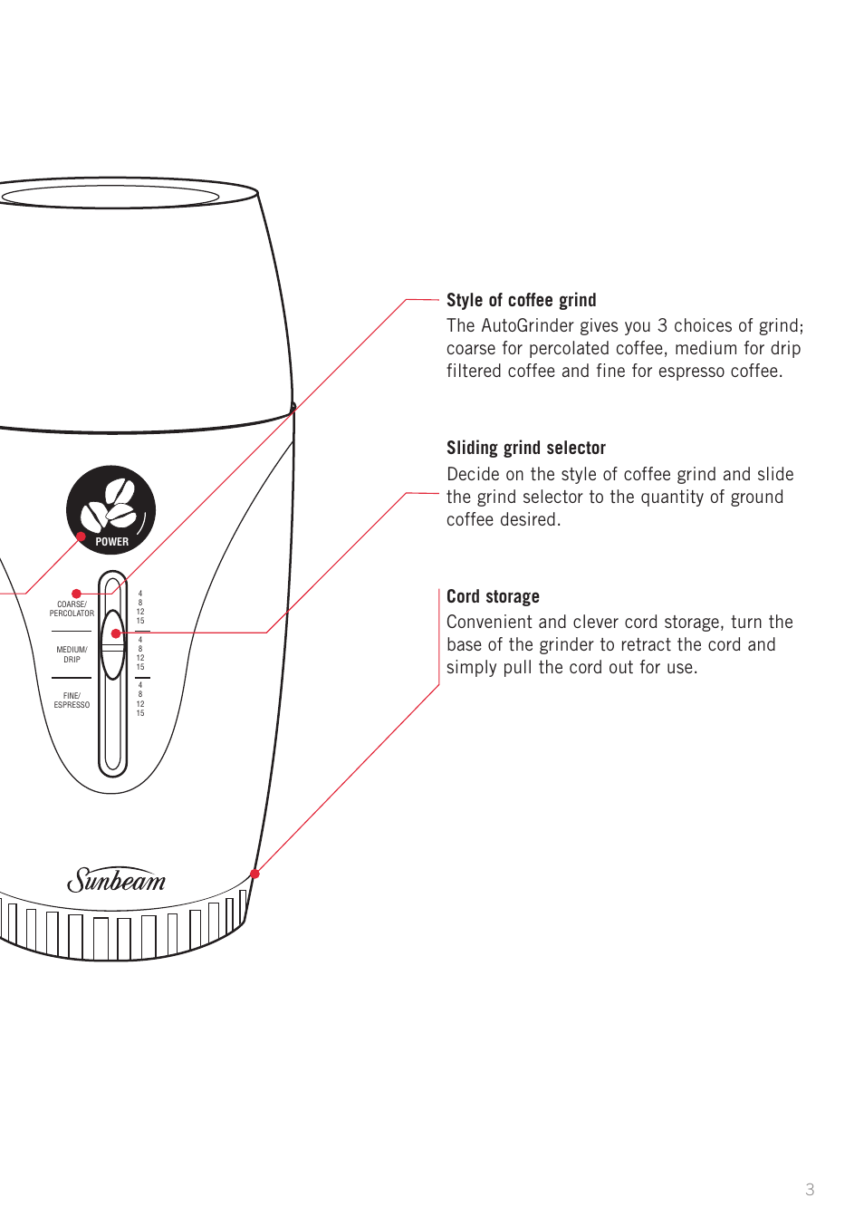 Power | Sunbeam EM0415 User Manual | Page 5 / 10