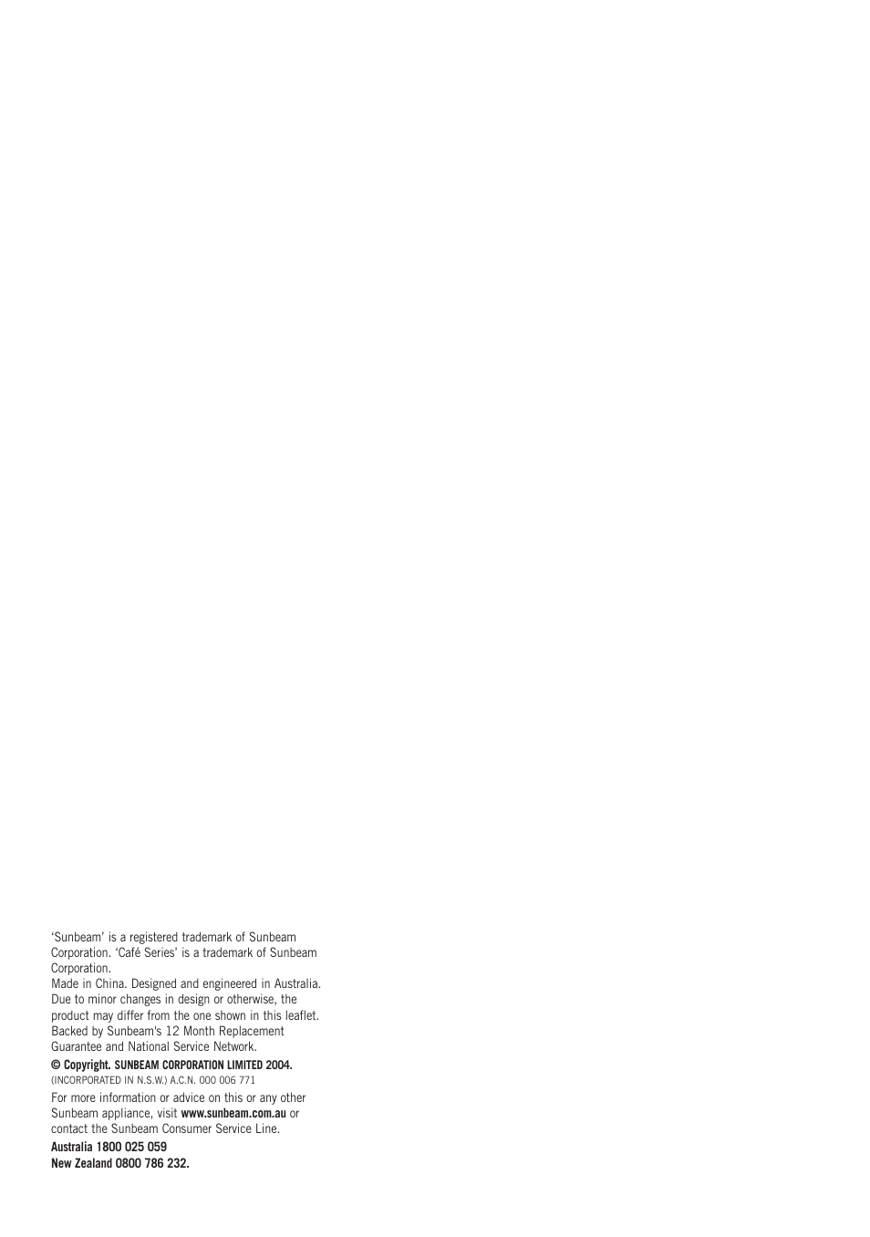 Sunbeam JE8500 User Manual | Page 20 / 21