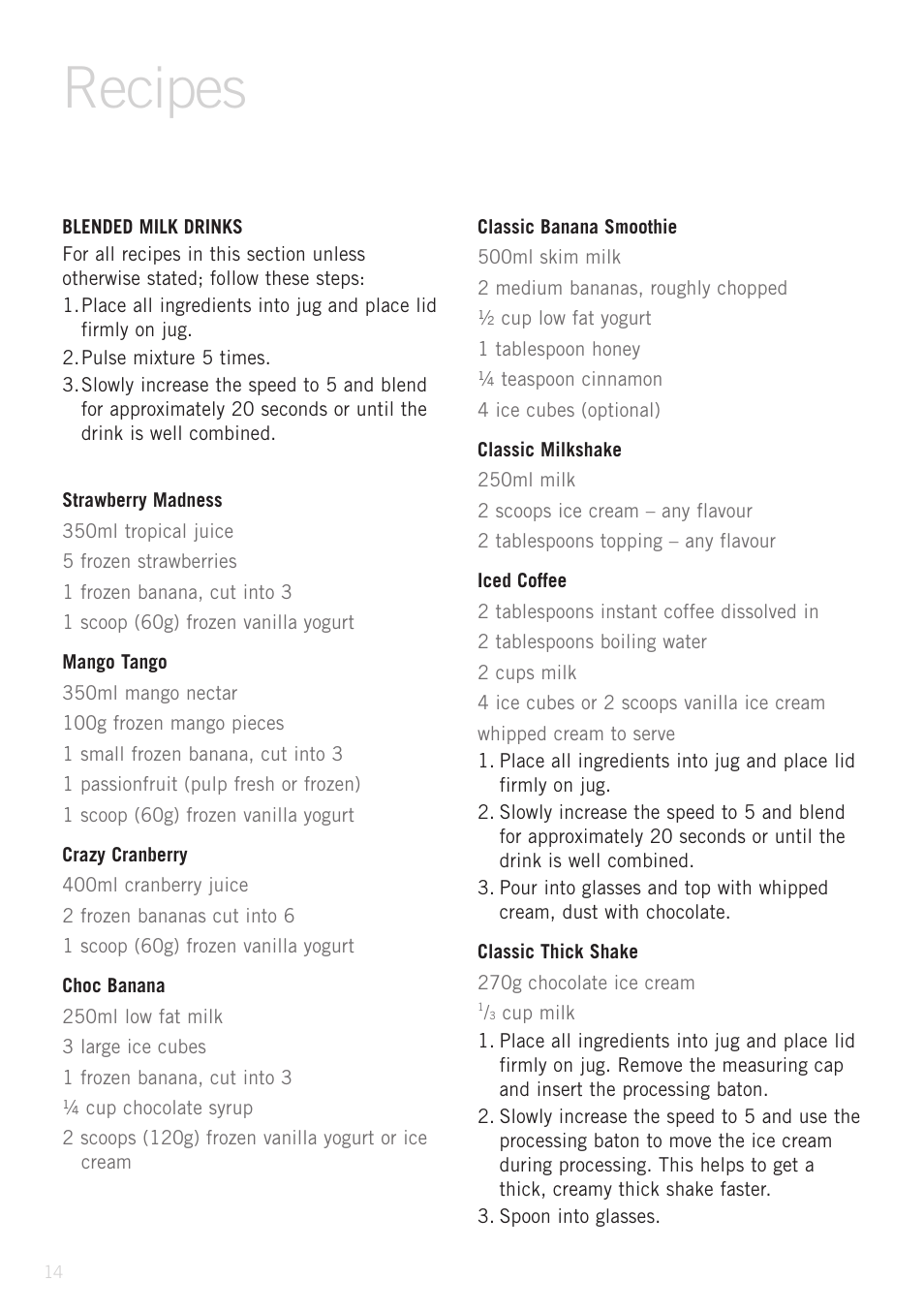 Recipes | Sunbeam PB9500 User Manual | Page 14 / 31