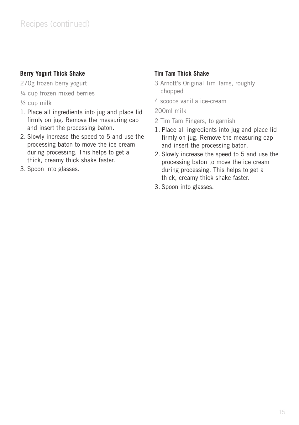 Recipes (continued) | Sunbeam PB9500 User Manual | Page 15 / 31
