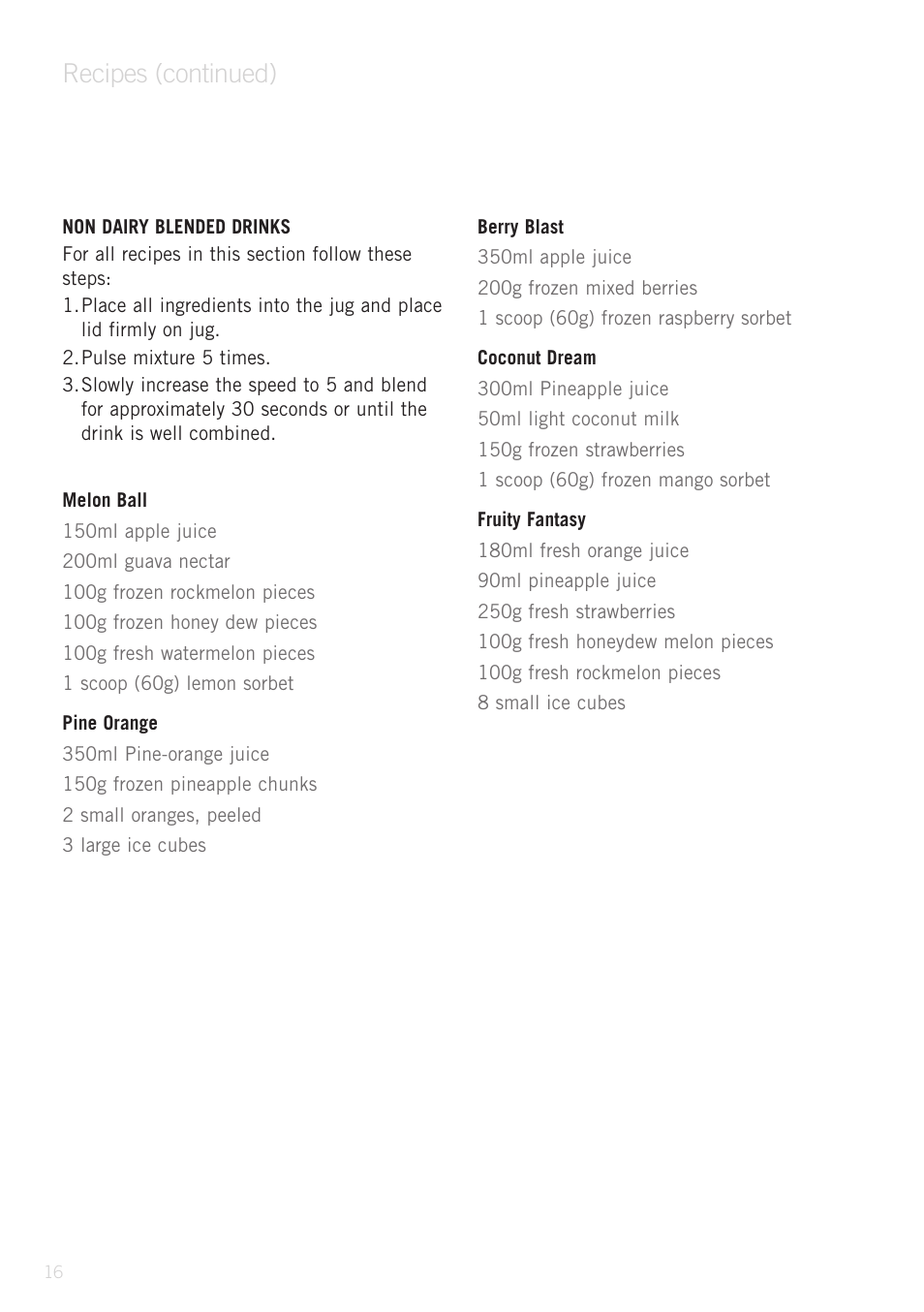 Recipes (continued) | Sunbeam PB9500 User Manual | Page 16 / 31