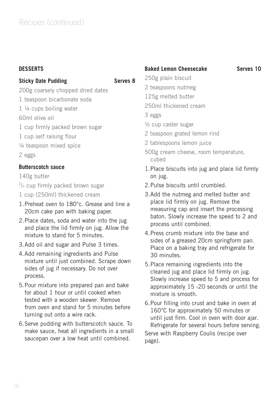 Recipes (continued) | Sunbeam PB9500 User Manual | Page 18 / 31