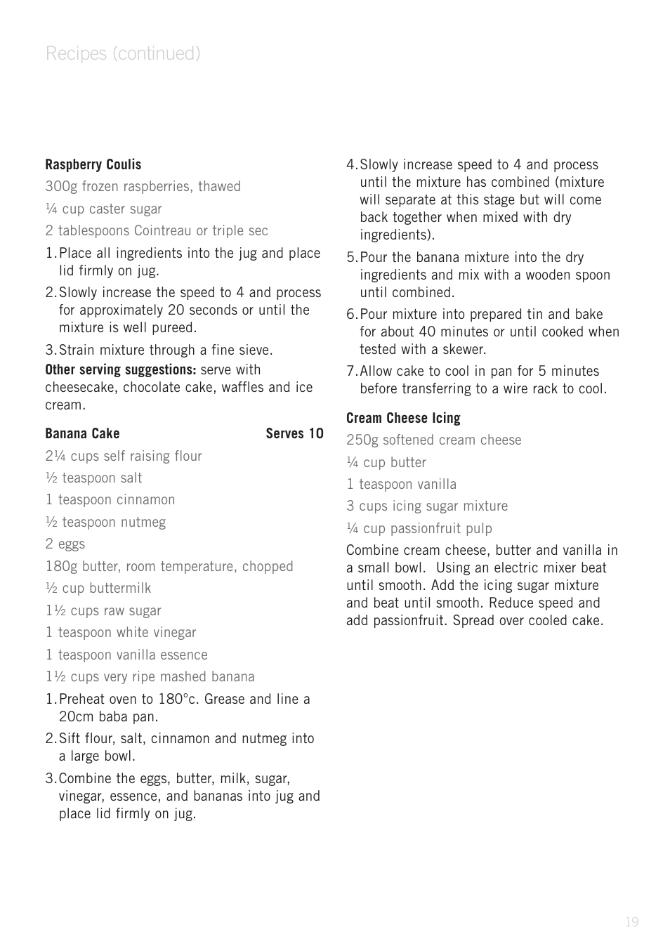 Recipes (continued) | Sunbeam PB9500 User Manual | Page 19 / 31