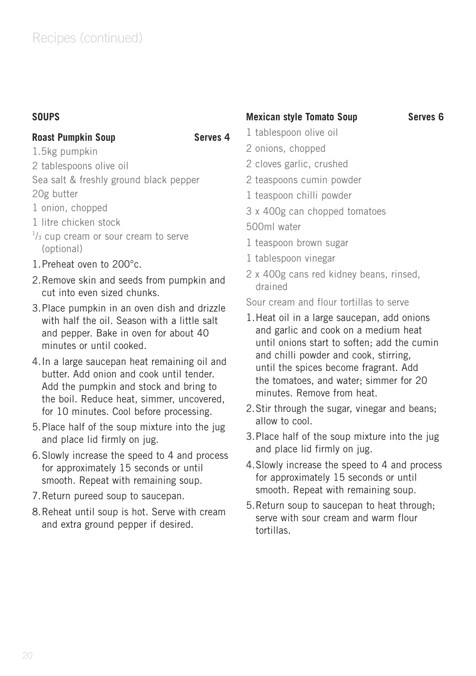 Recipes (continued) | Sunbeam PB9500 User Manual | Page 20 / 31
