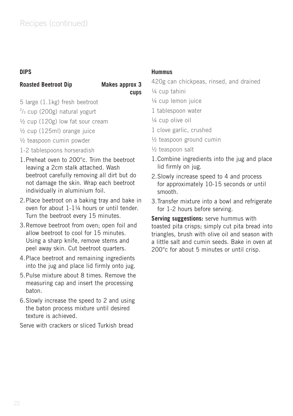 Recipes (continued) | Sunbeam PB9500 User Manual | Page 22 / 31