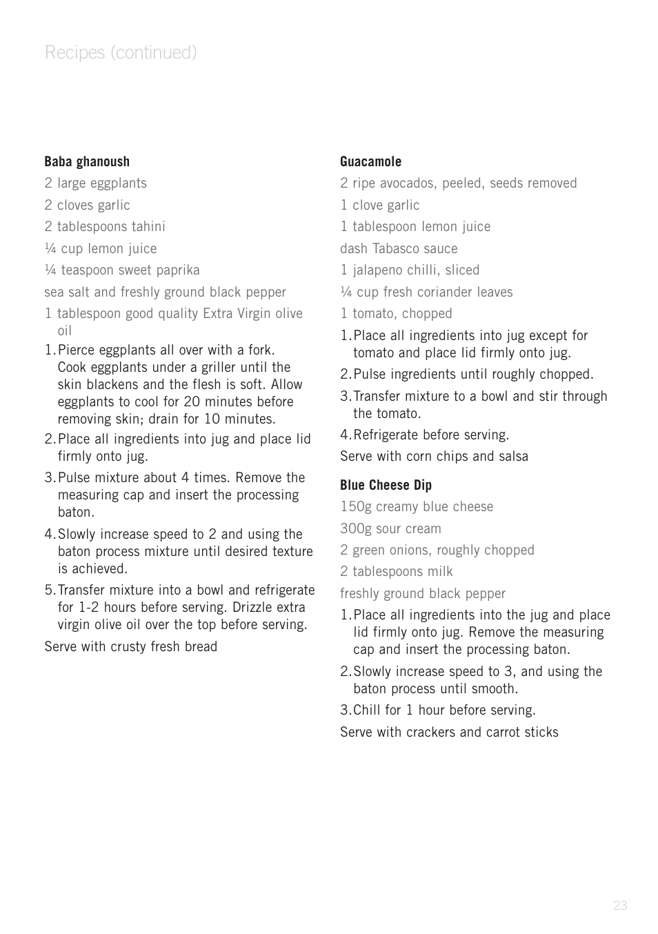 Recipes (continued) | Sunbeam PB9500 User Manual | Page 23 / 31
