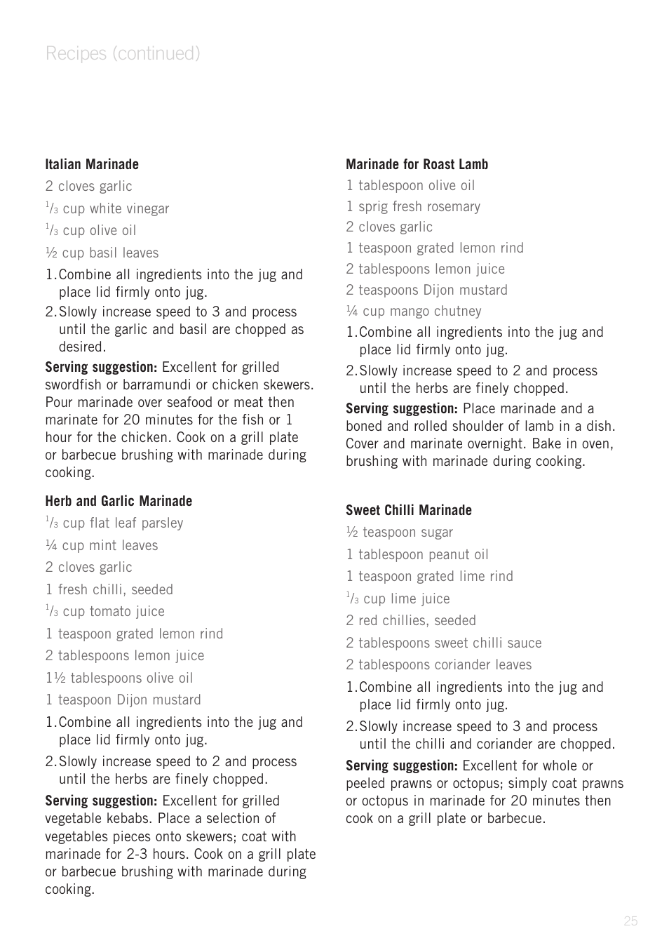 Recipes (continued) | Sunbeam PB9500 User Manual | Page 25 / 31