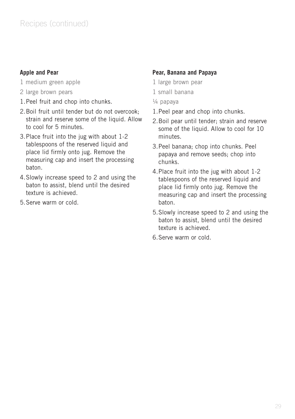Recipes (continued) | Sunbeam PB9500 User Manual | Page 29 / 31