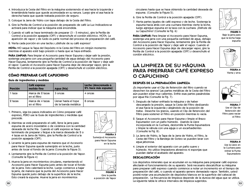 Cómo preparar café capuchino | Sunbeam BVMC-ECM260 User Manual | Page 12 / 14