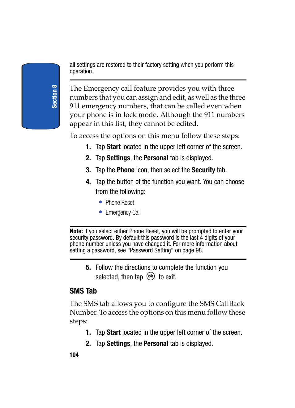 Sms tab | Samsung SCH i830 User Manual | Page 104 / 224