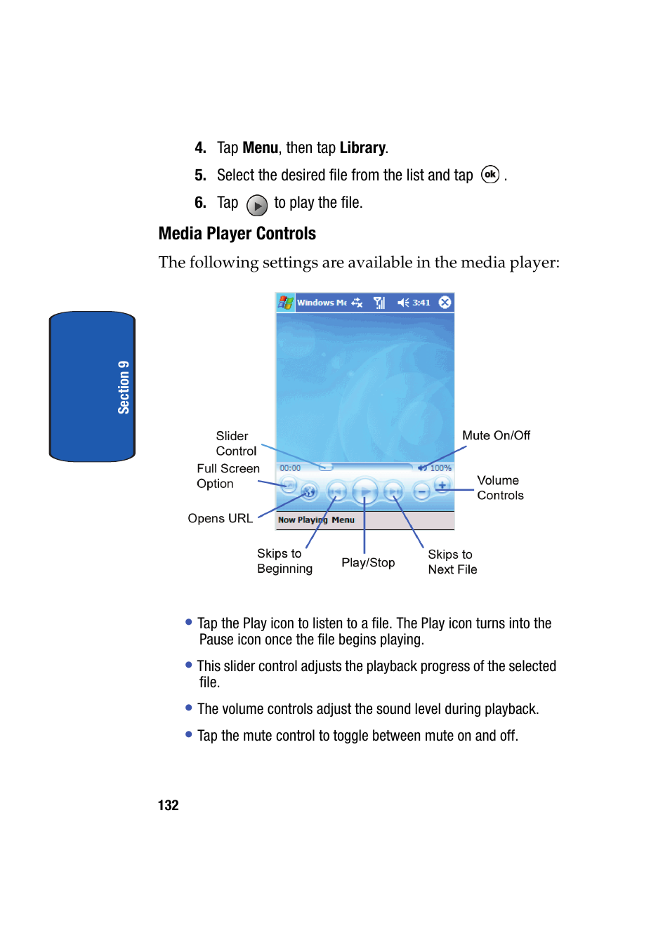 Media player controls | Samsung SCH i830 User Manual | Page 132 / 224