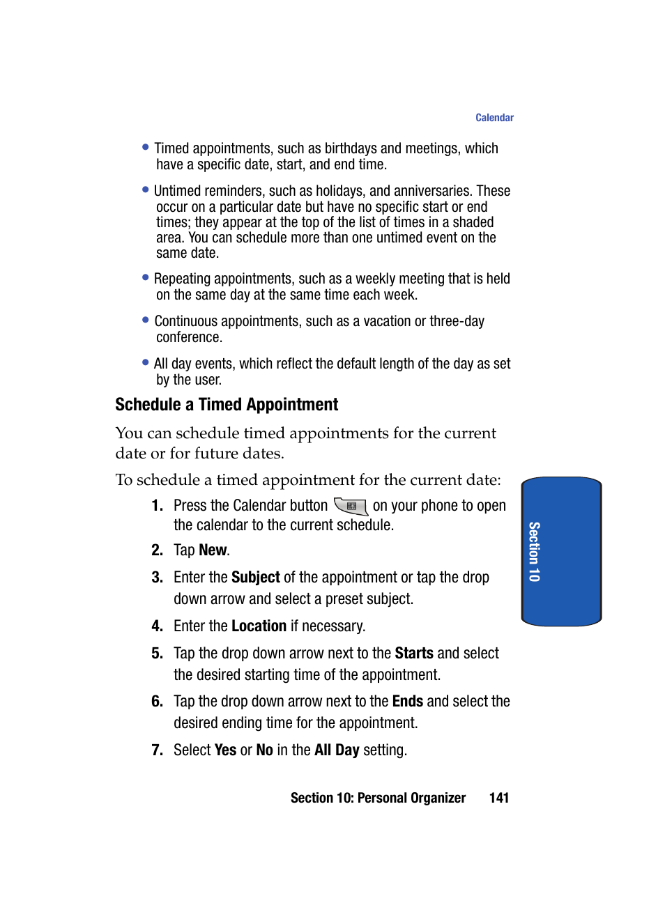 Schedule a timed appointment | Samsung SCH i830 User Manual | Page 141 / 224