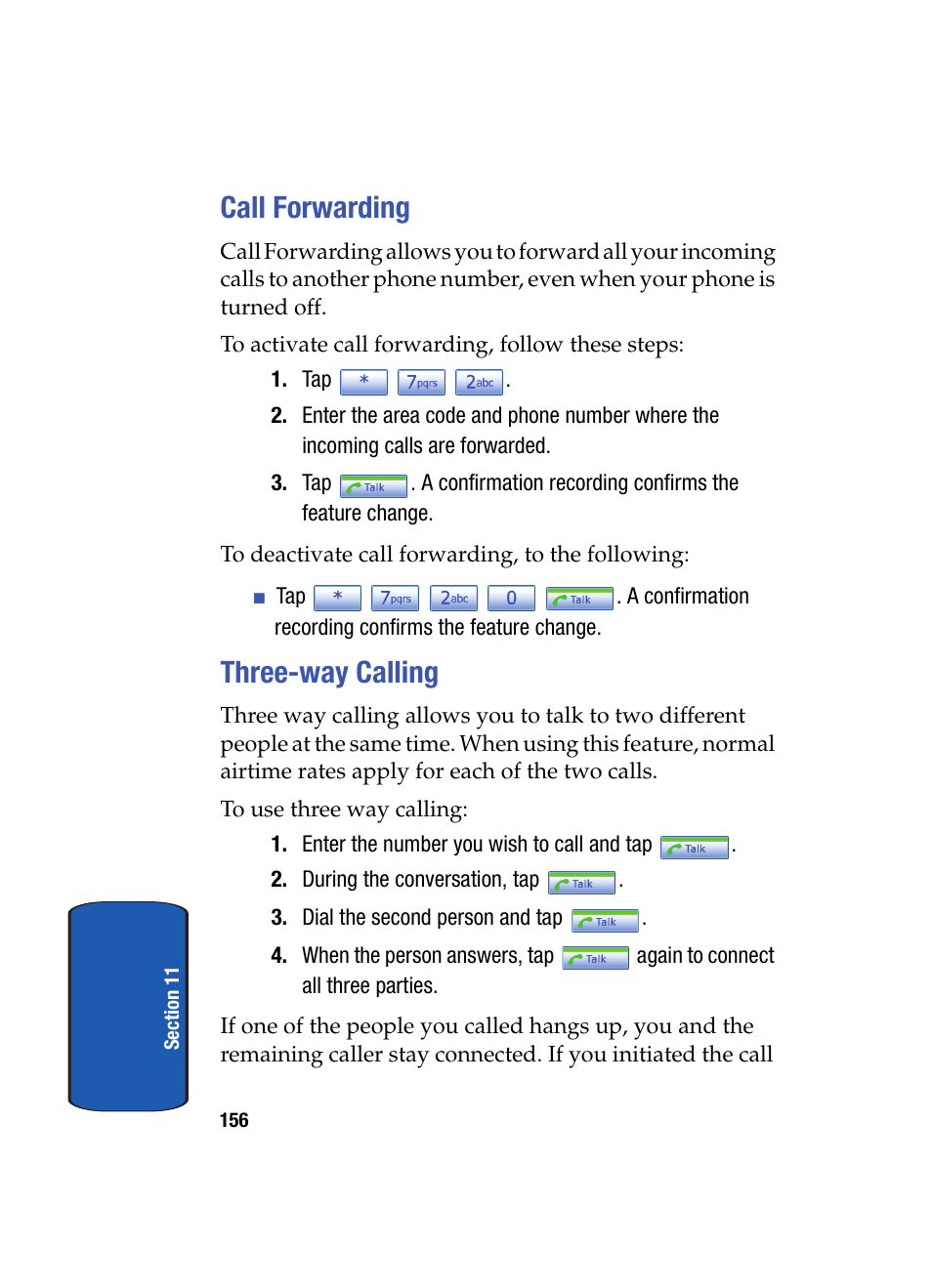 Call forwarding, Three-way calling, Call forwarding three-way calling | Samsung SCH i830 User Manual | Page 156 / 224
