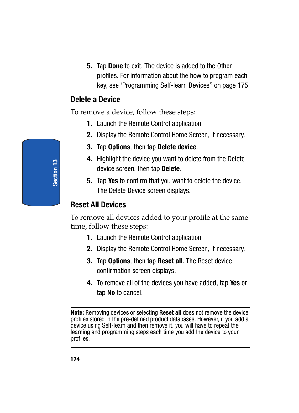 Delete a device, Reset all devices | Samsung SCH i830 User Manual | Page 174 / 224