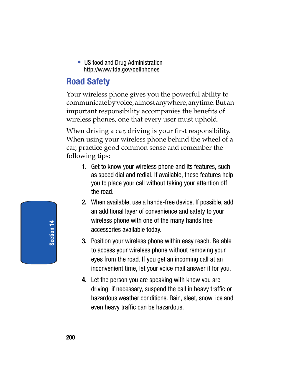 Road safety | Samsung SCH i830 User Manual | Page 200 / 224