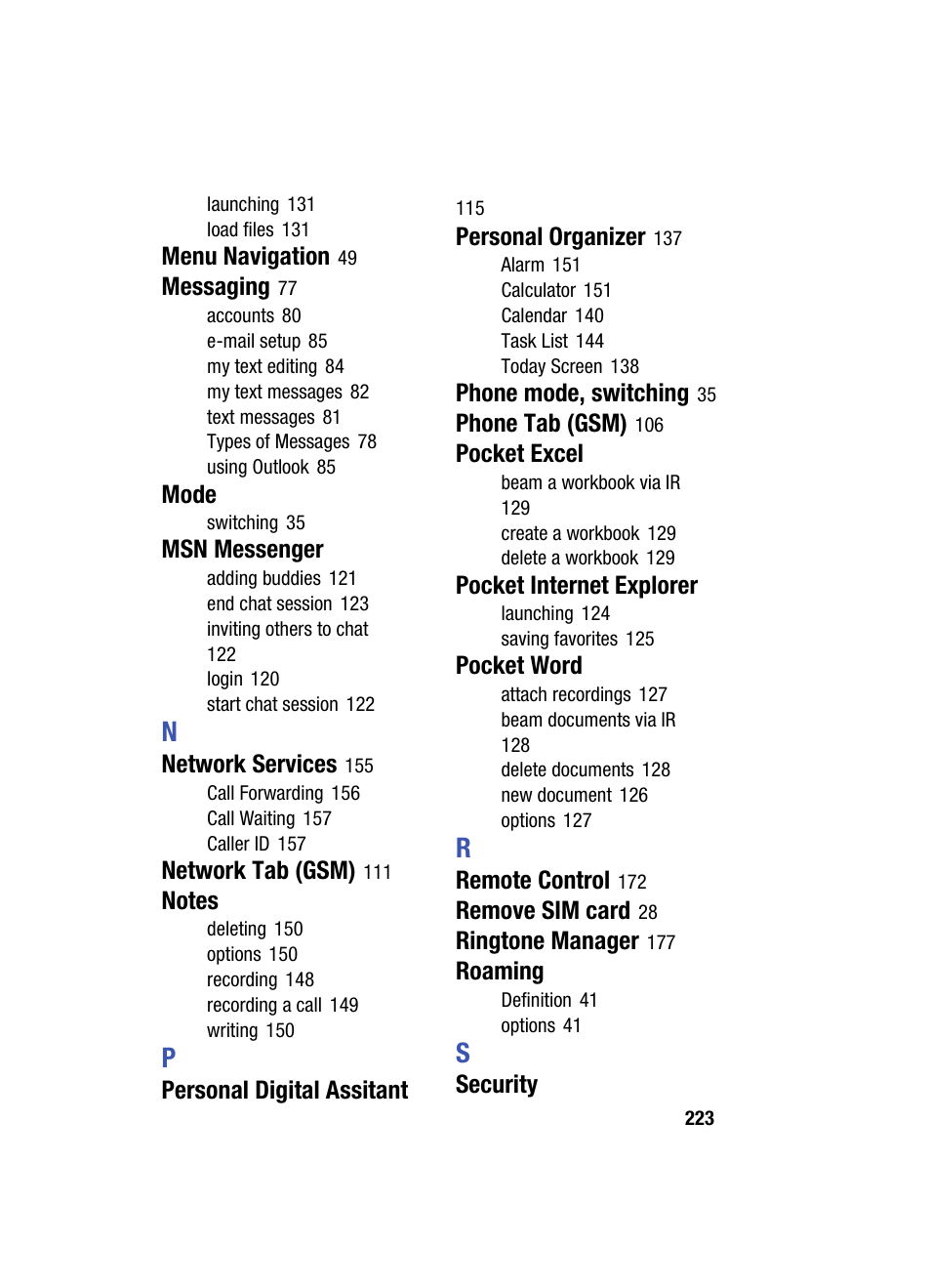 Samsung SCH i830 User Manual | Page 223 / 224