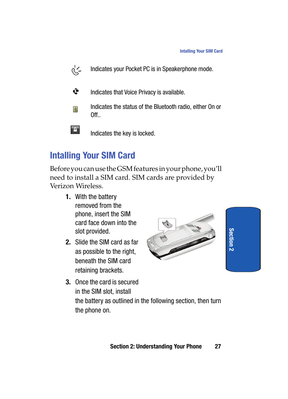 Intalling your sim card | Samsung SCH i830 User Manual | Page 27 / 224