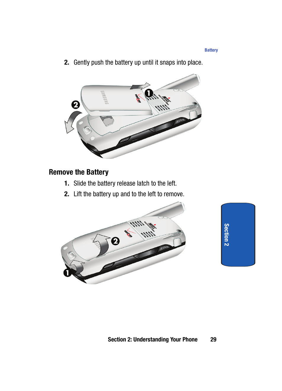 Remove the battery | Samsung SCH i830 User Manual | Page 29 / 224