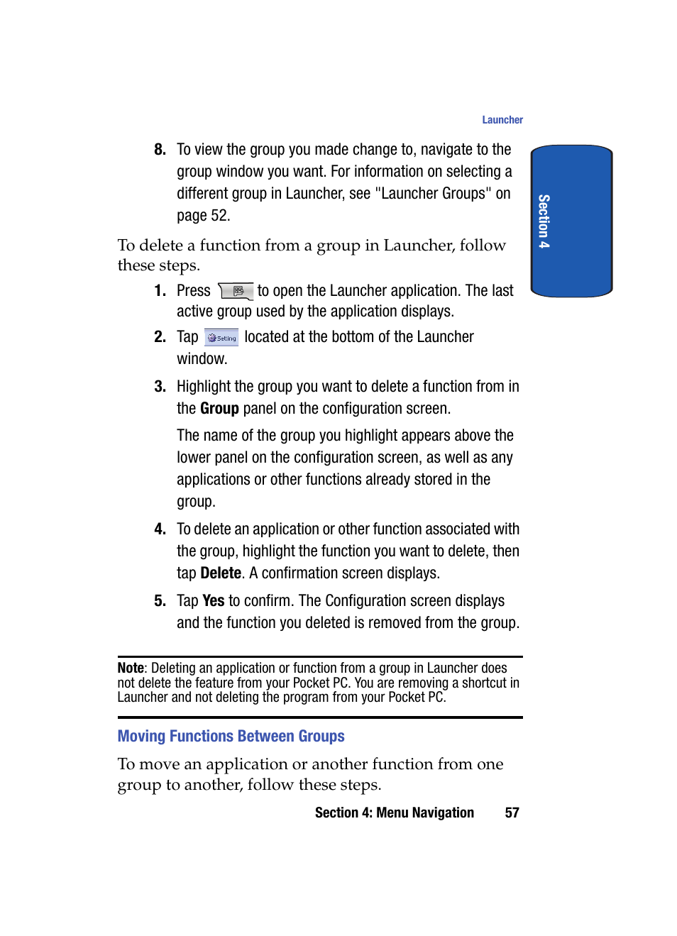 Moving functions between groups | Samsung SCH i830 User Manual | Page 57 / 224