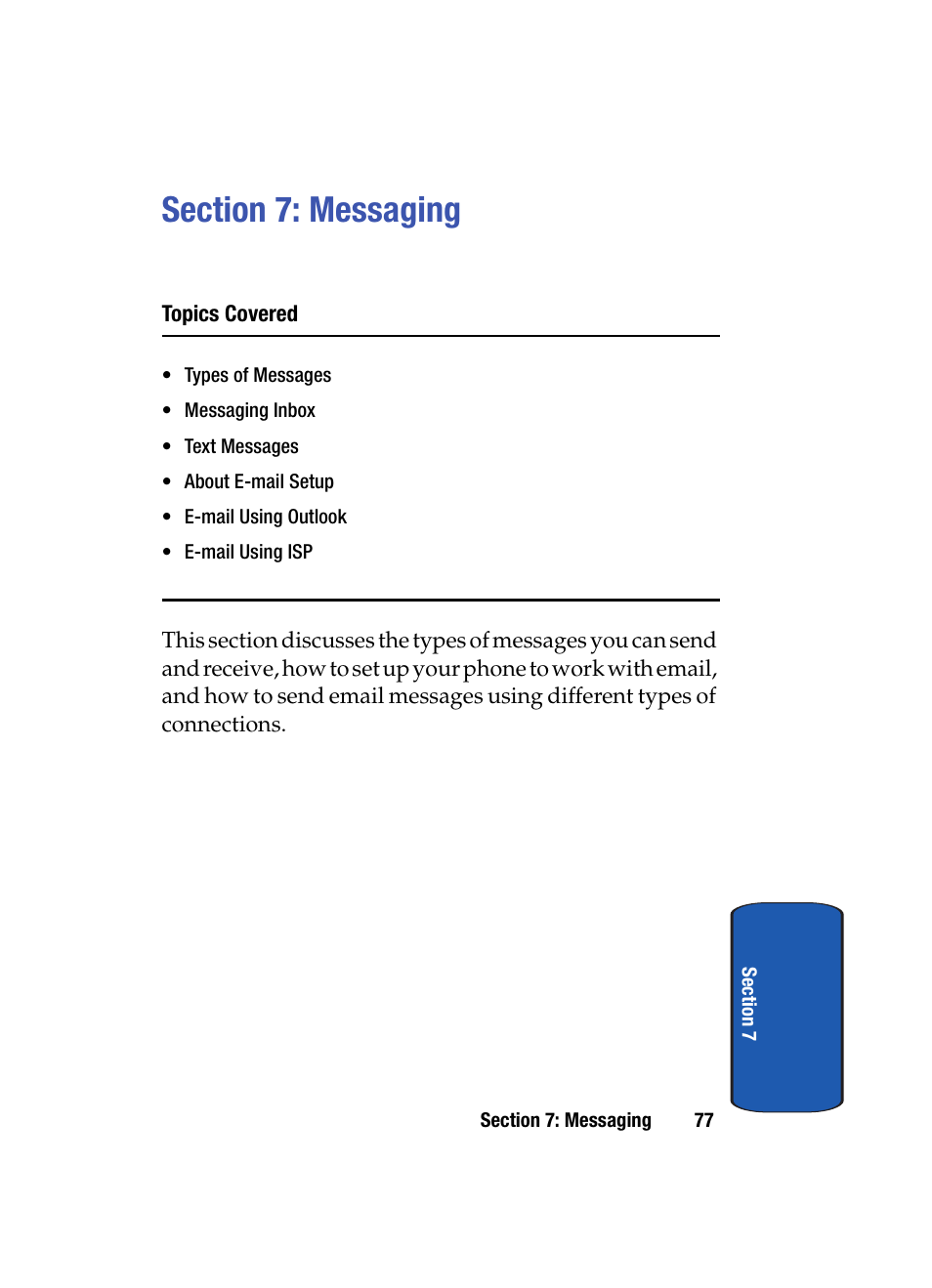 Section 7: messaging | Samsung SCH i830 User Manual | Page 77 / 224