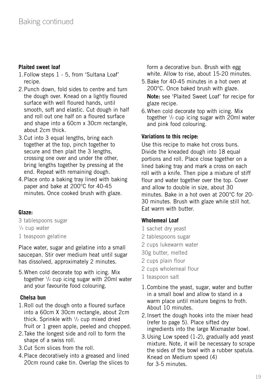 Baking continued | Sunbeam MX001 User Manual | Page 21 / 40