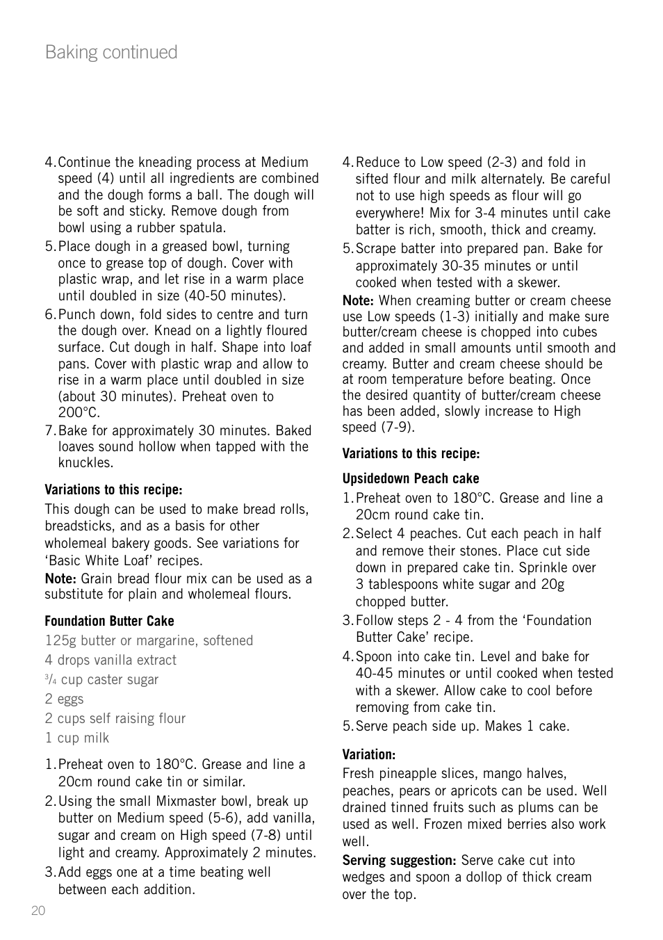 Baking continued | Sunbeam MX001 User Manual | Page 22 / 40