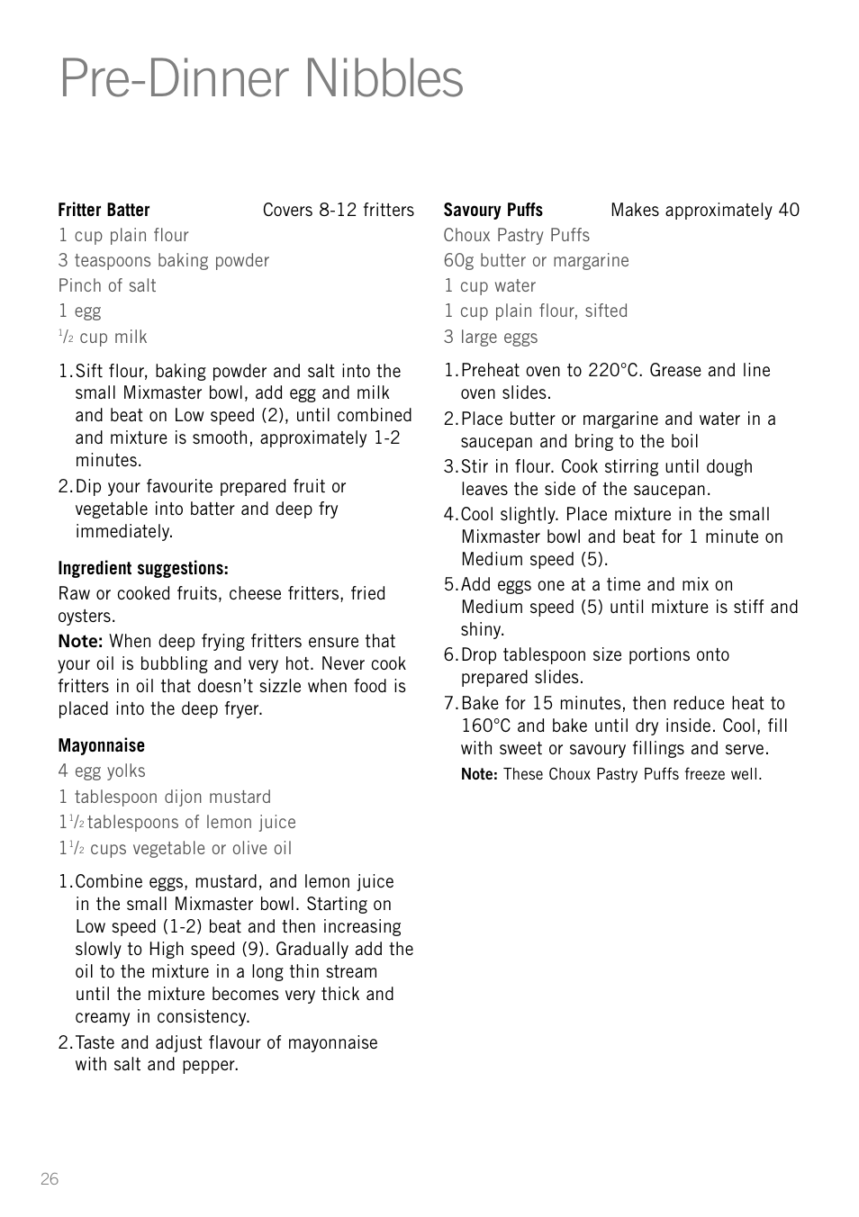 Pre-dinner nibbles | Sunbeam MX001 User Manual | Page 28 / 40