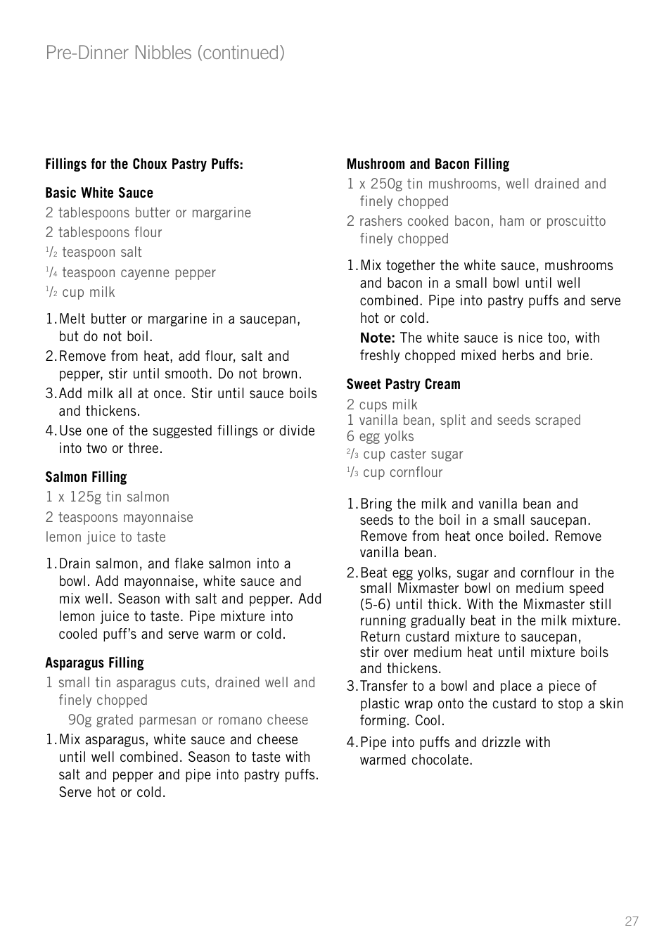 Pre-dinner nibbles (continued) | Sunbeam MX001 User Manual | Page 29 / 40