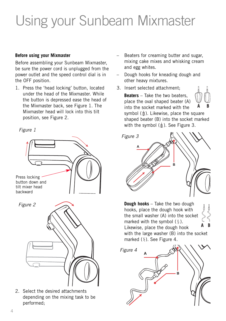 Using your sunbeam mixmaster | Sunbeam MX001 User Manual | Page 6 / 40