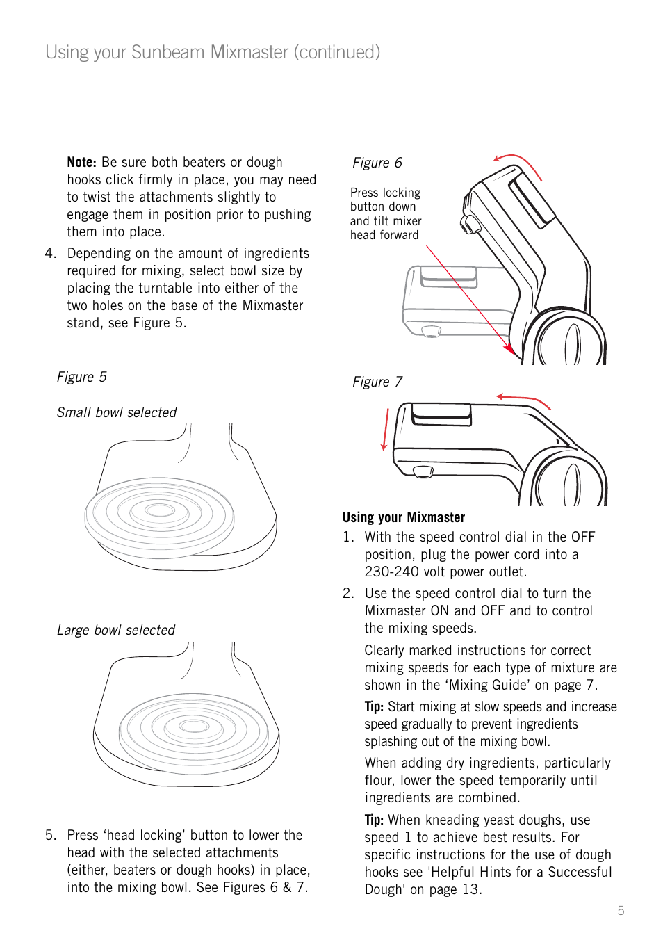 Using your sunbeam mixmaster (continued) | Sunbeam MX001 User Manual | Page 7 / 40